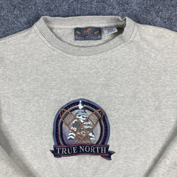 Vintage Other - Chevenne River Sweatshirt Mens L Gray True North Embroidered Outdoors Hiking